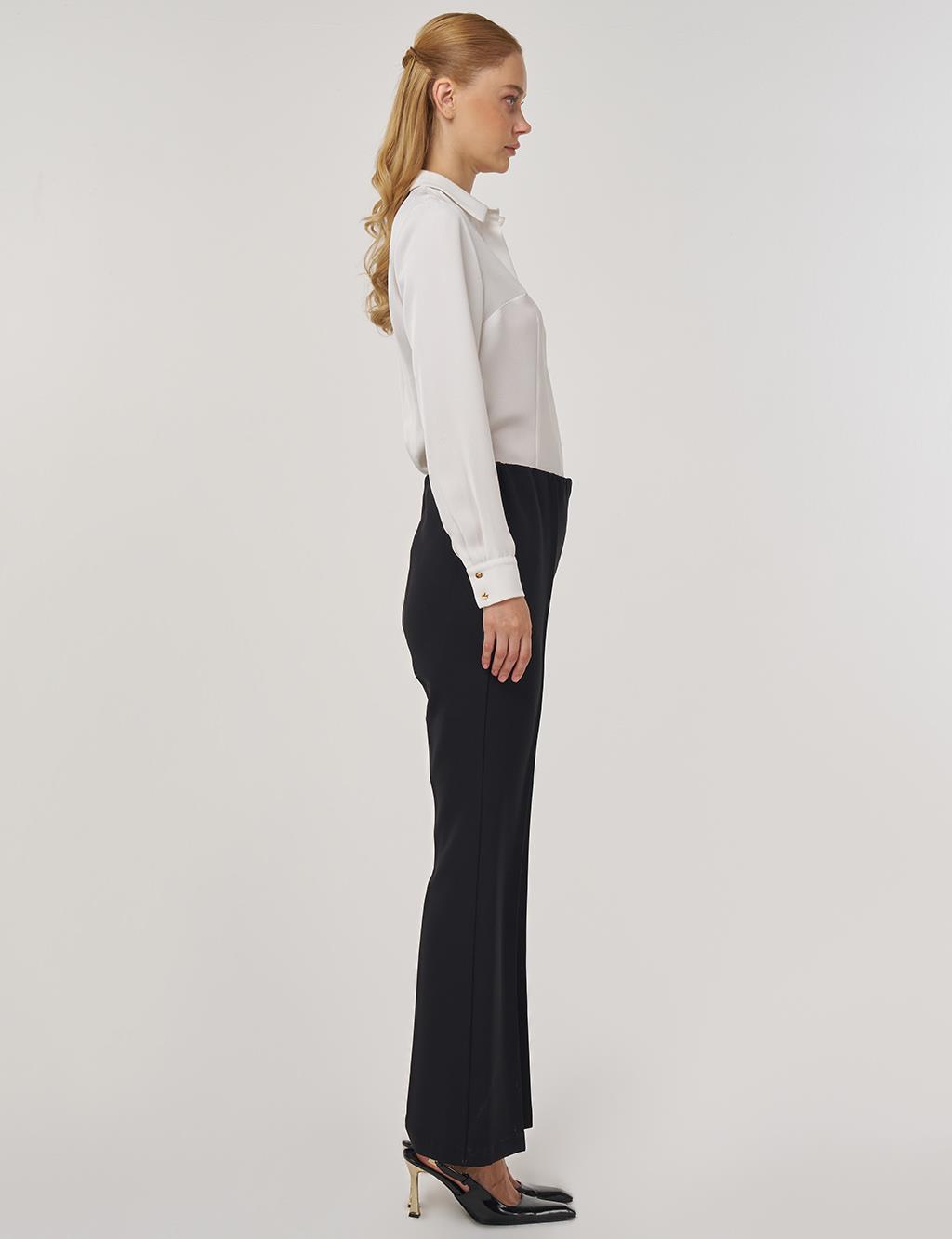 Flare Fit Çimalı Pantolon Siyah