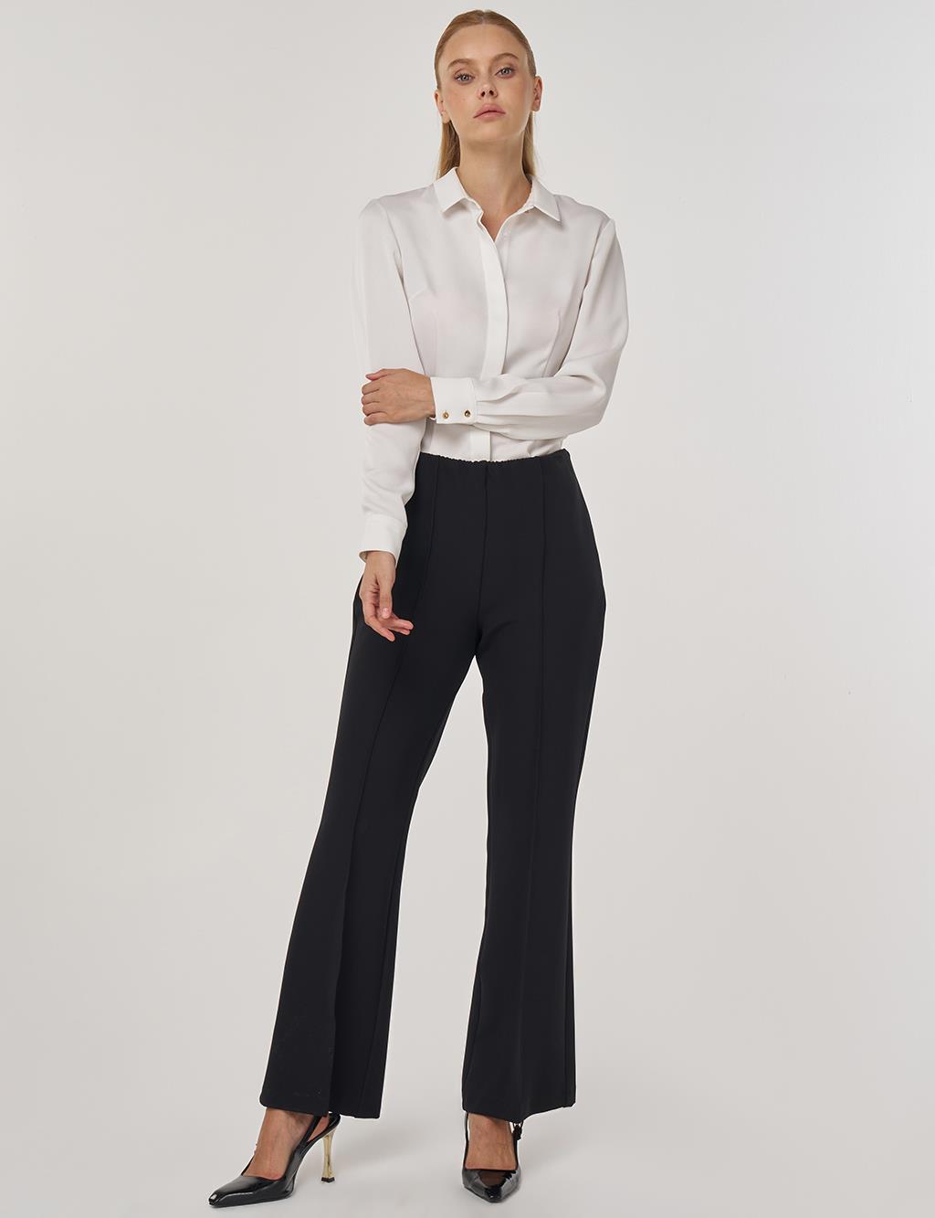 Flare Fit Çimalı Pantolon Siyah