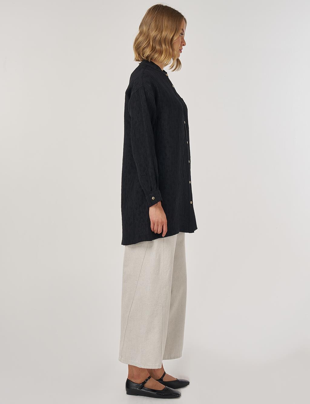 Hakim Yaka Lyocell Bluz Siyah