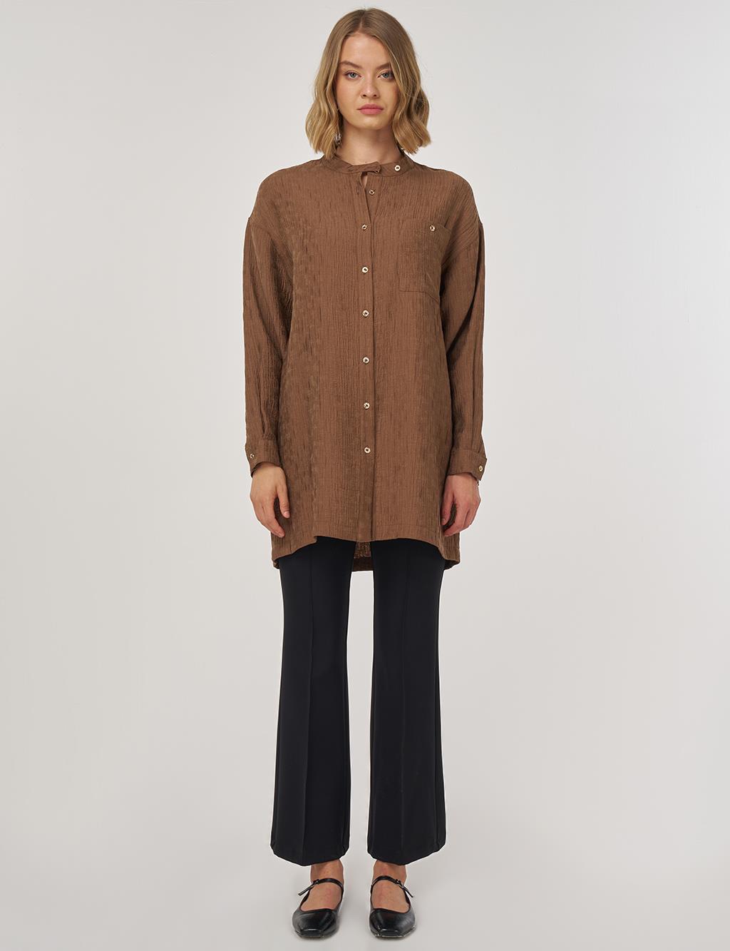 Hakim Yaka Lyocell Bluz Koyu Oliv