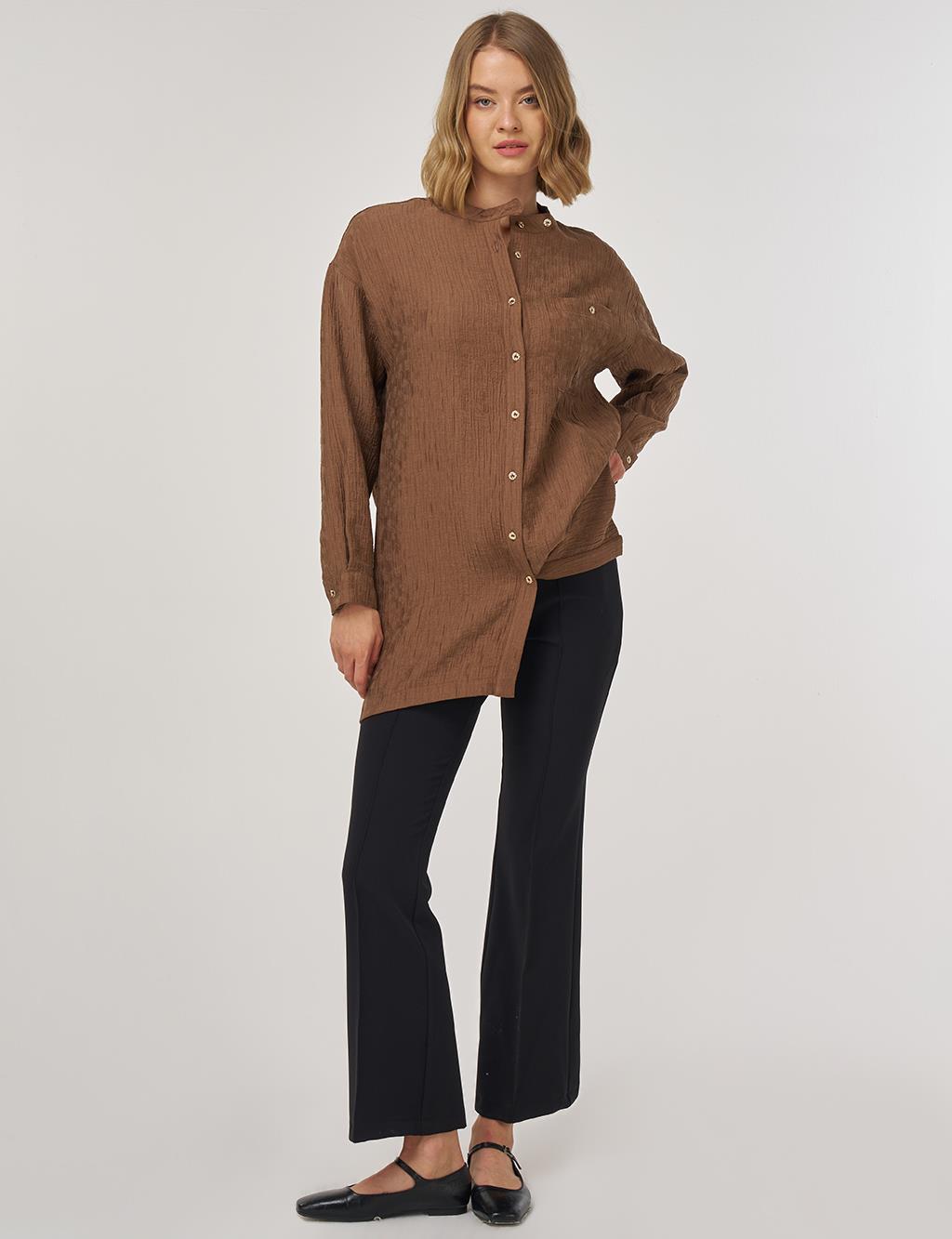 Hakim Yaka Lyocell Bluz Koyu Oliv