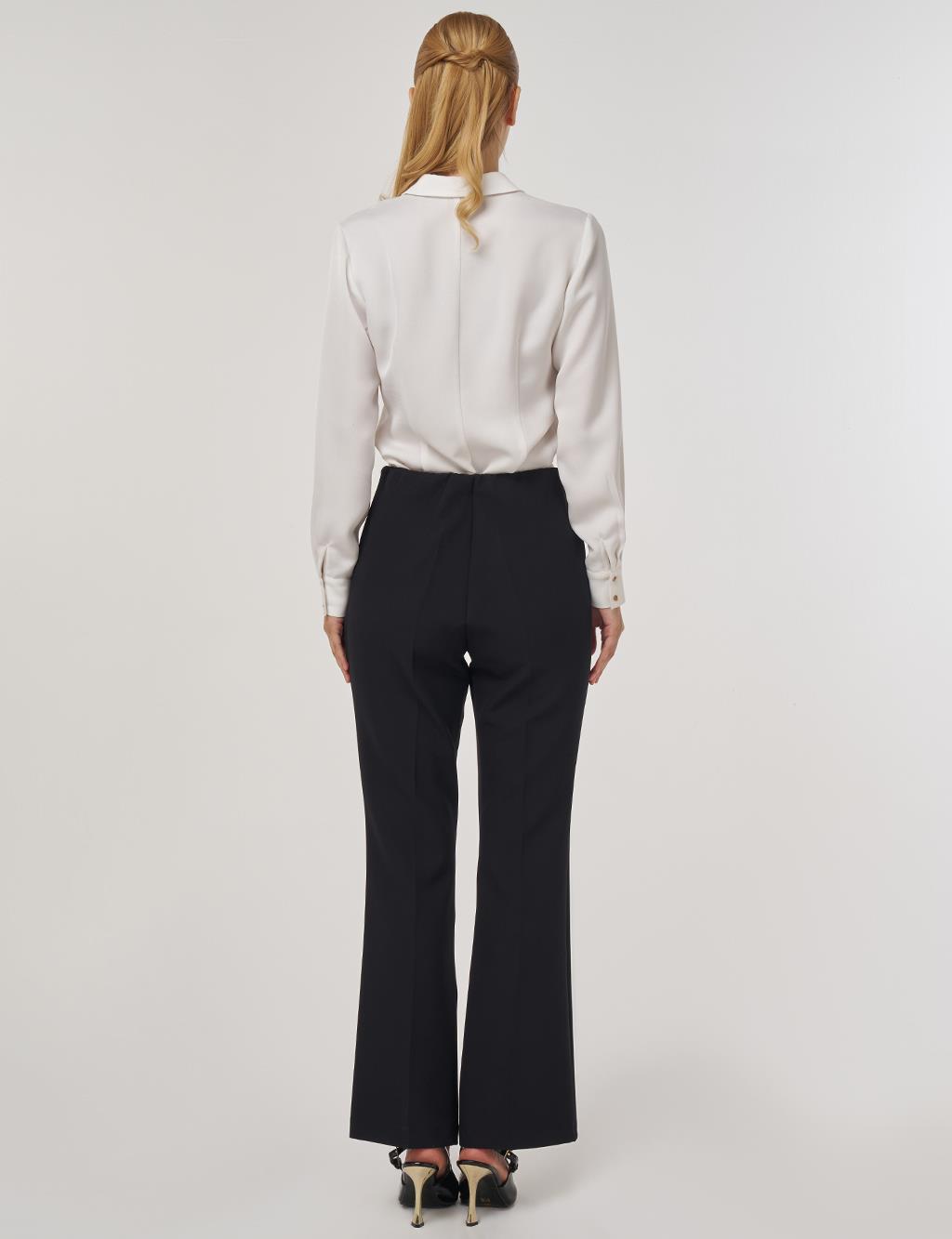 Flare Fit Çimalı Pantolon Siyah