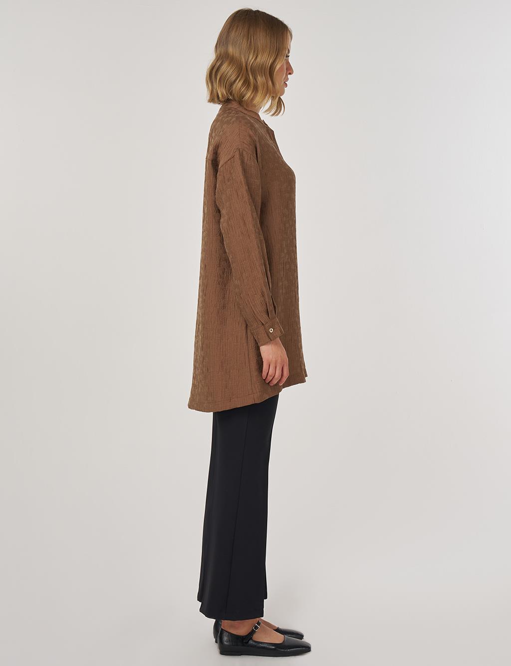 Hakim Yaka Lyocell Bluz Koyu Oliv