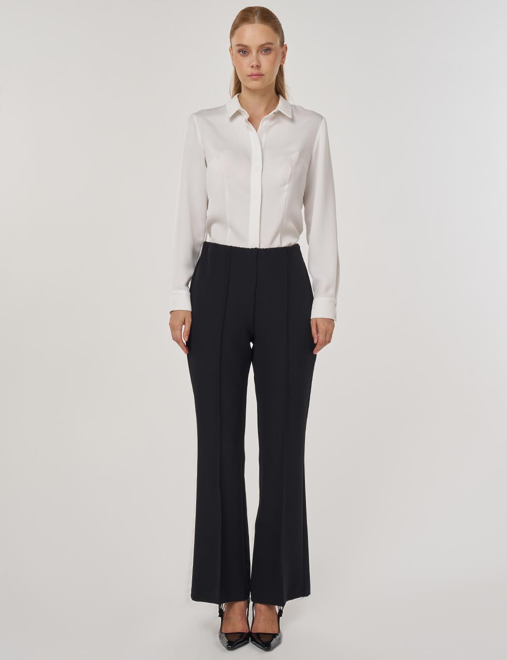 Flare Fit Çimalı Pantolon Siyah