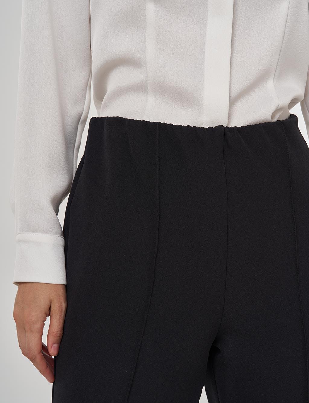 Flare Fit Çimalı Pantolon Siyah