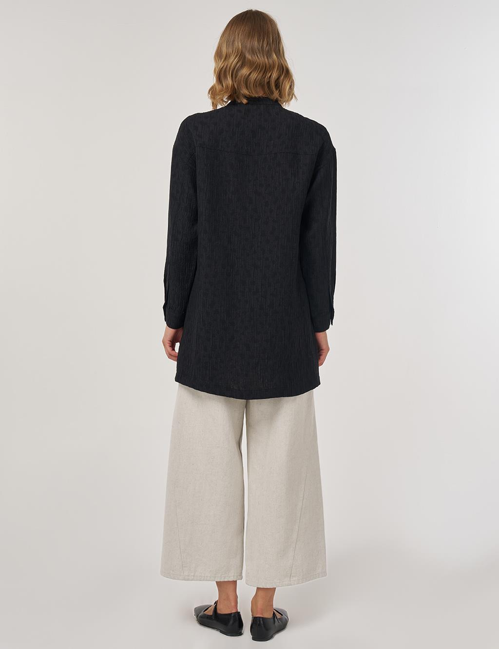 Hakim Yaka Lyocell Bluz Siyah