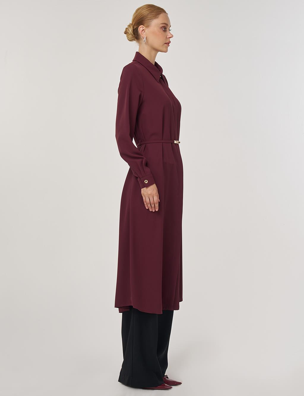 Pileli Uzun Tunik Bordo