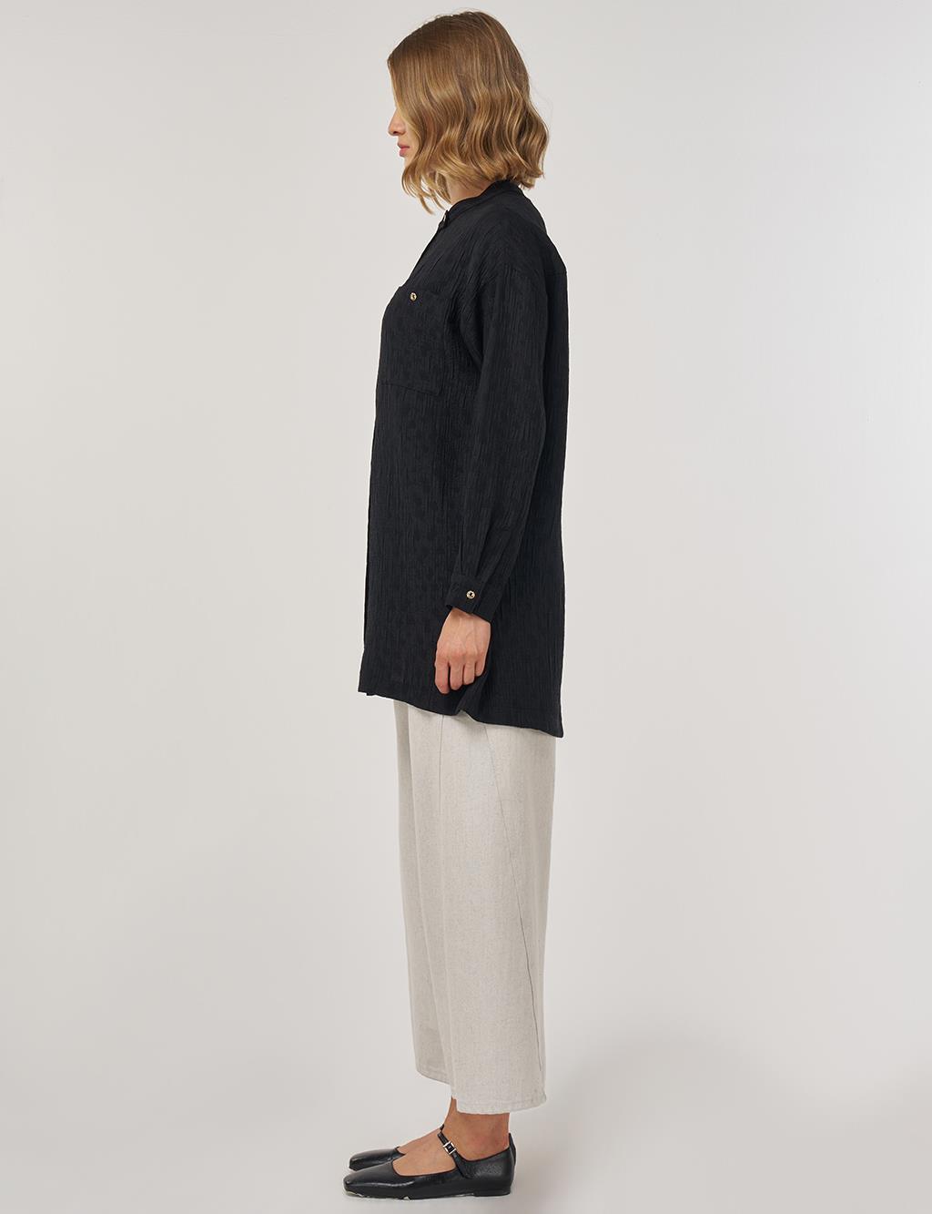 Hakim Yaka Lyocell Bluz Siyah