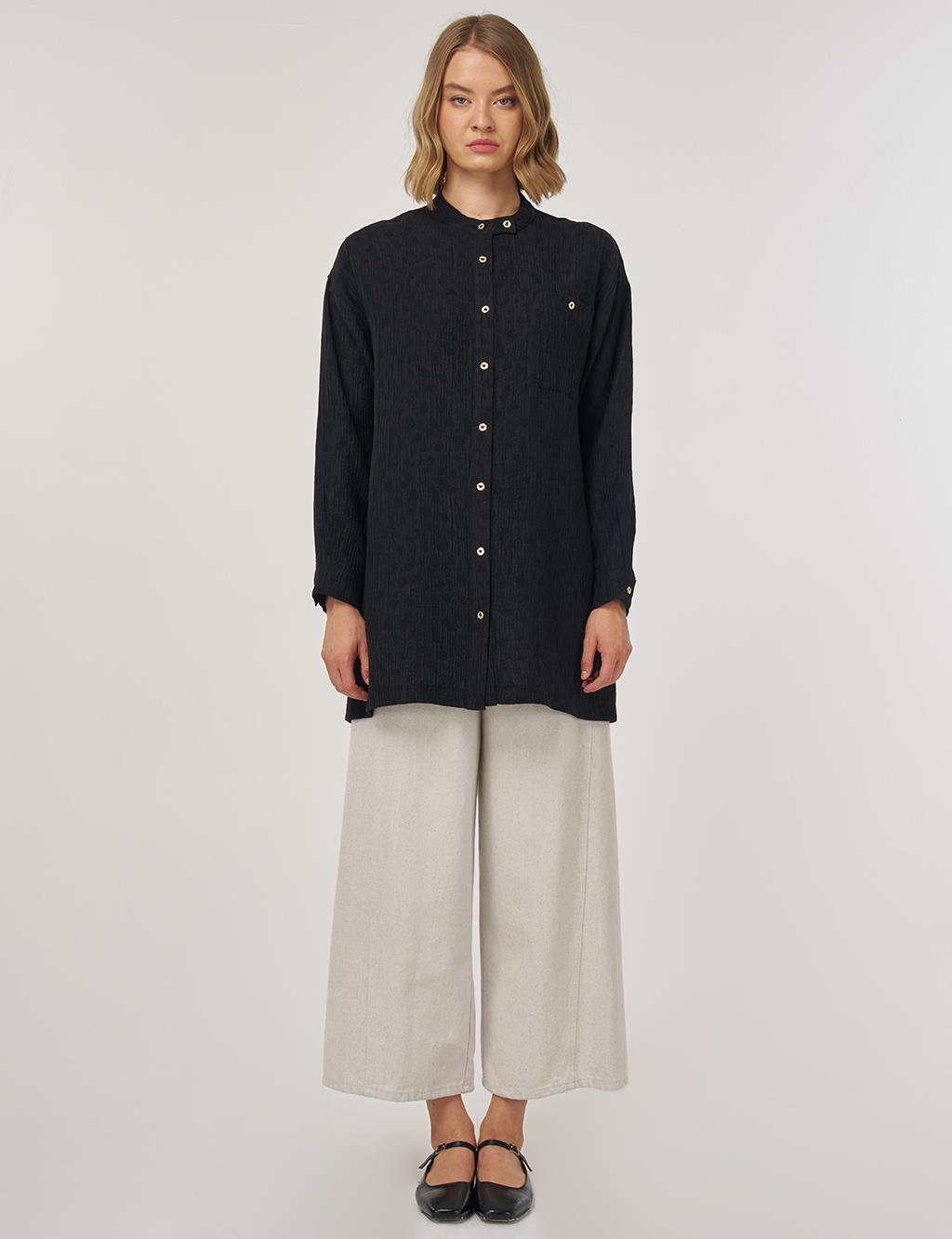 Hakim Yaka Lyocell Bluz Siyah