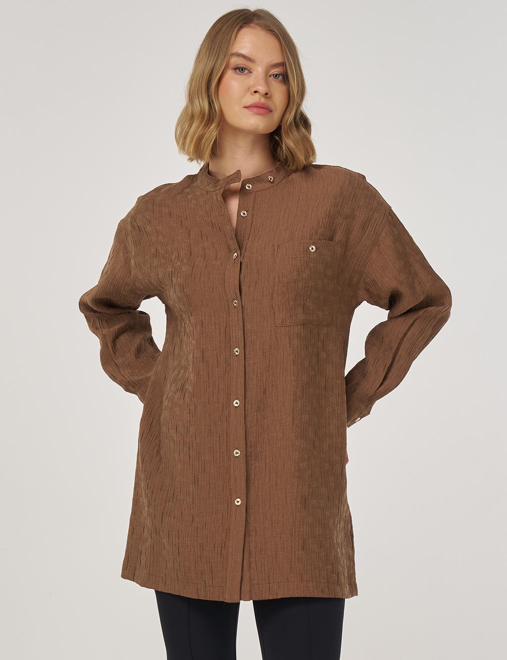 Hakim Yaka Lyocell Bluz Koyu Oliv