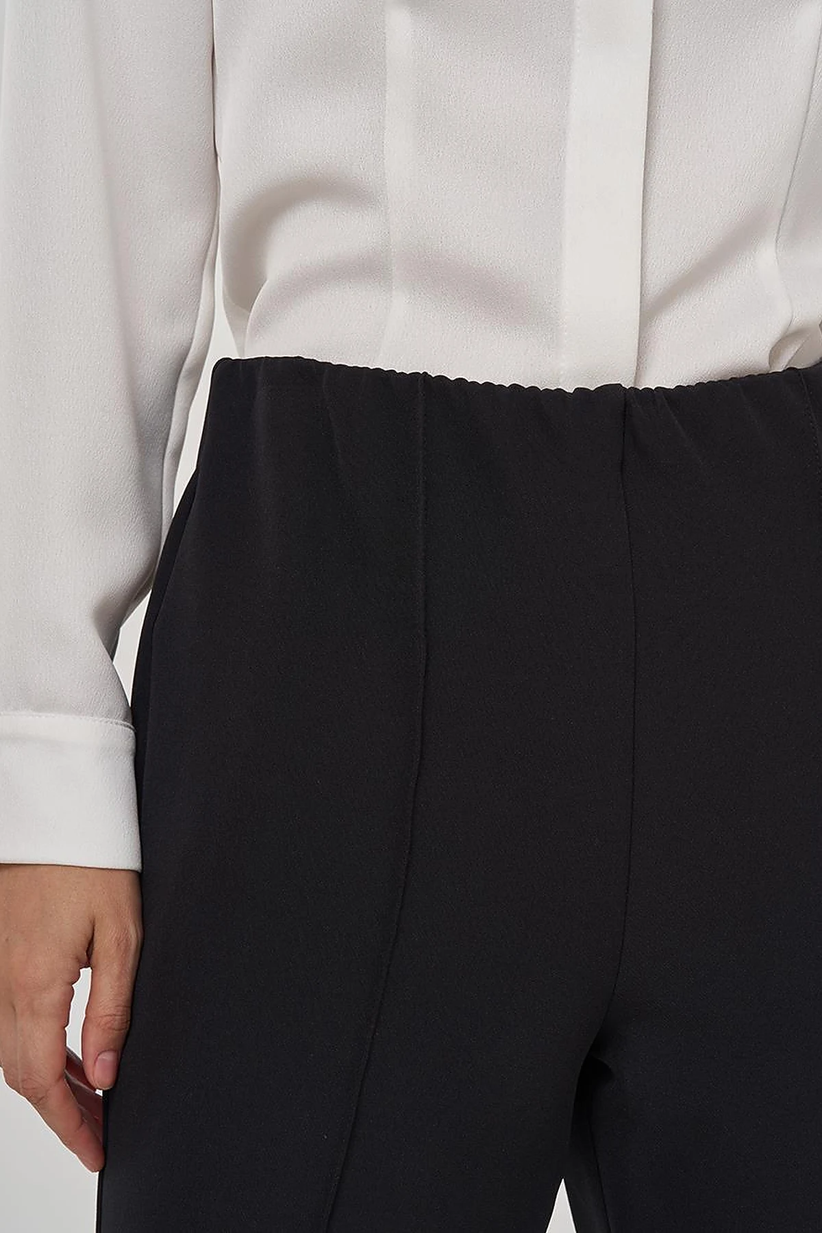 Flare Fit Fringed Hem Pants in Black