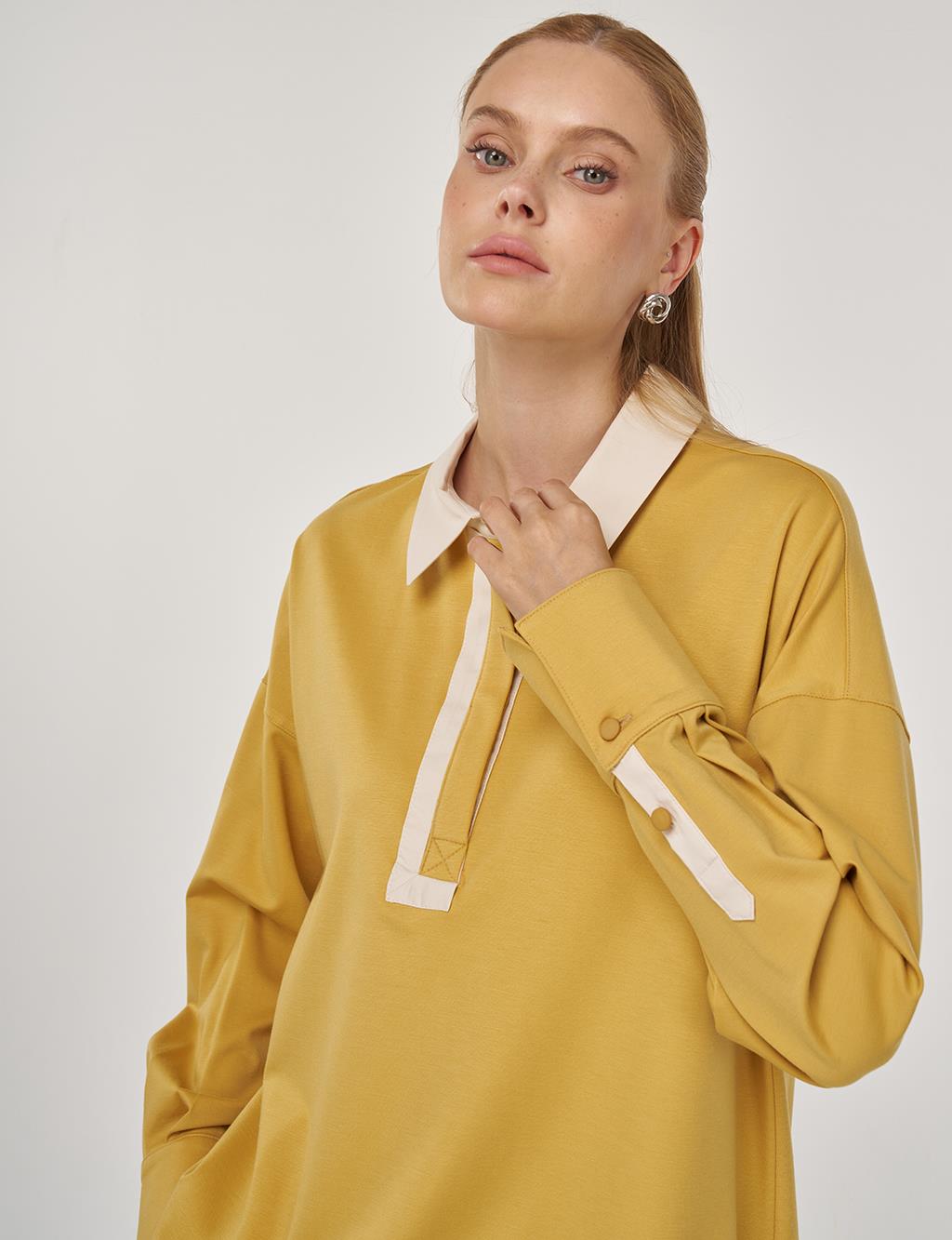 Cuff Detailed Tunic Mustard