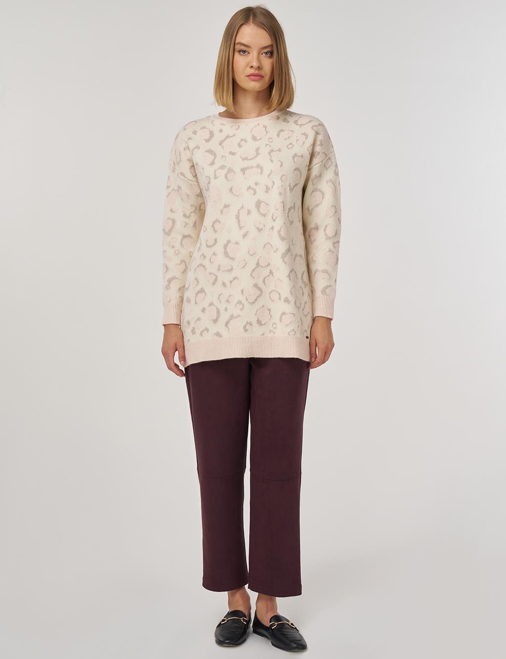 Patterned Knit Tunic Powder