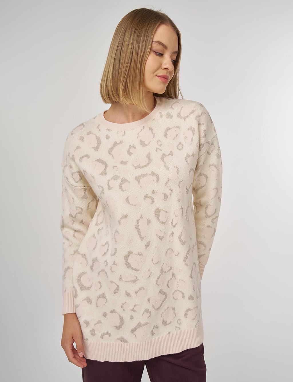 Patterned Knit Tunic Powder