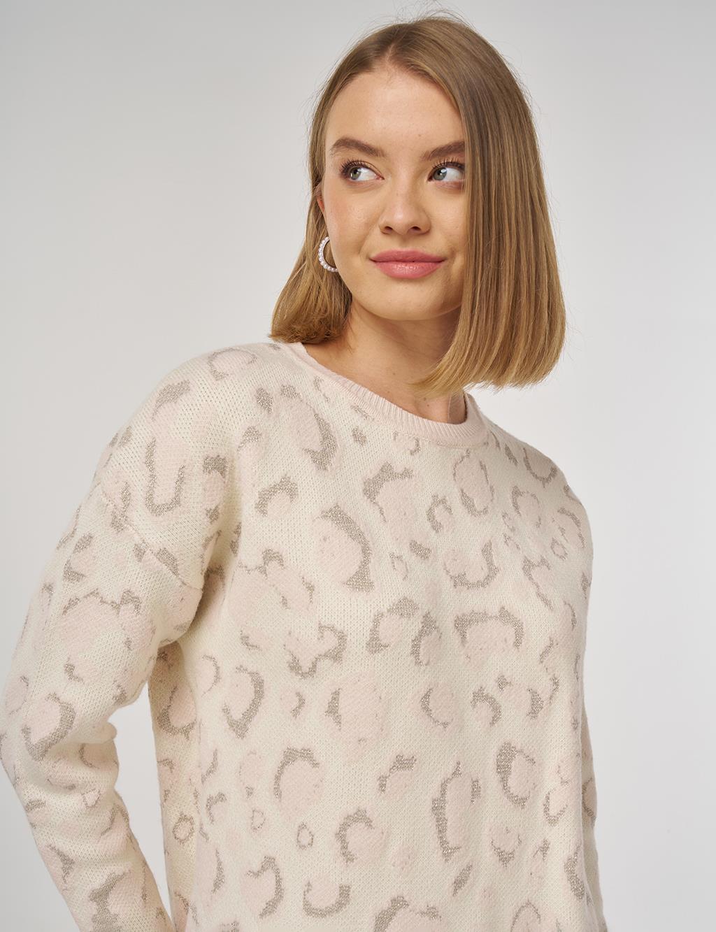 Patterned Knit Tunic Powder