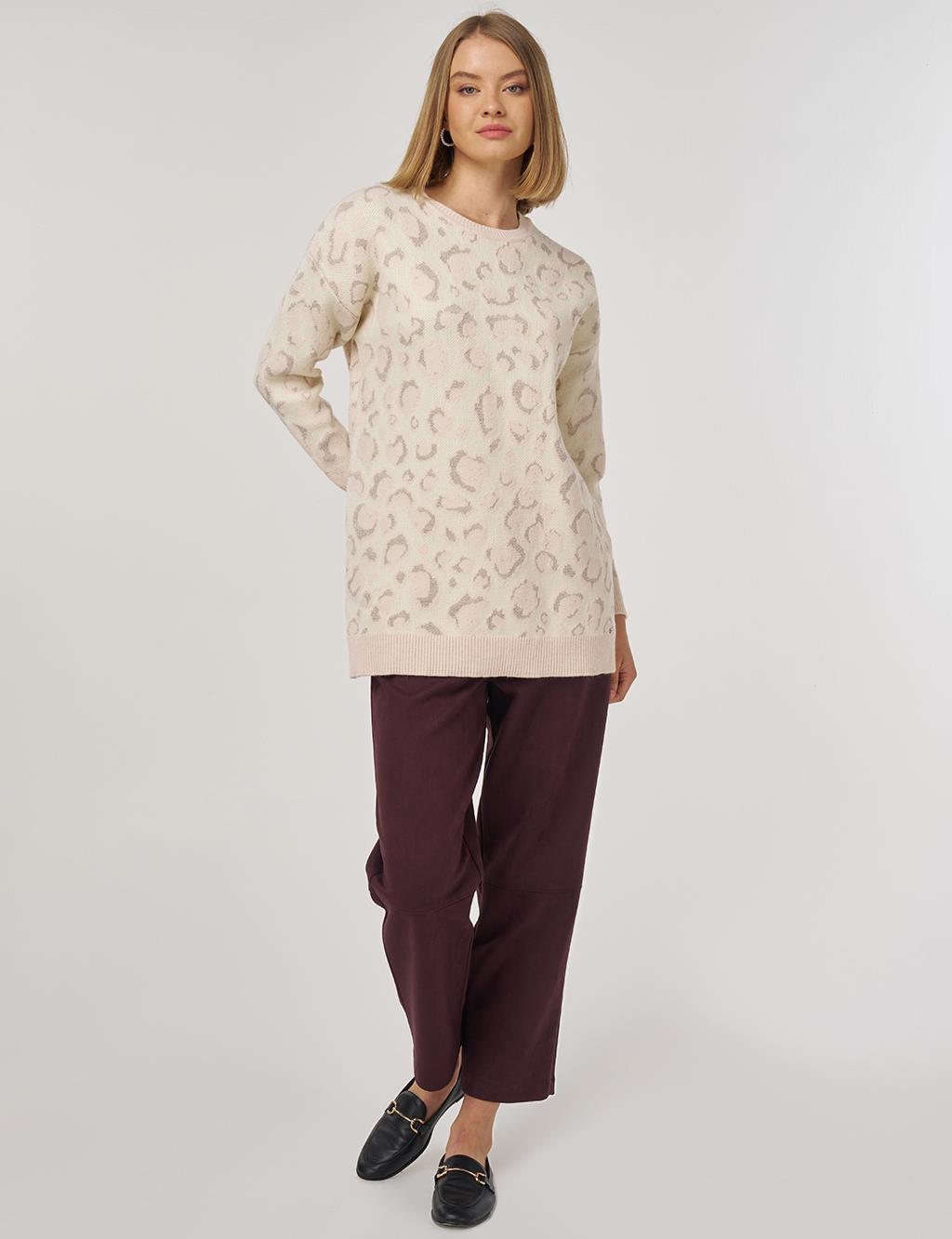 Patterned Knit Tunic Powder