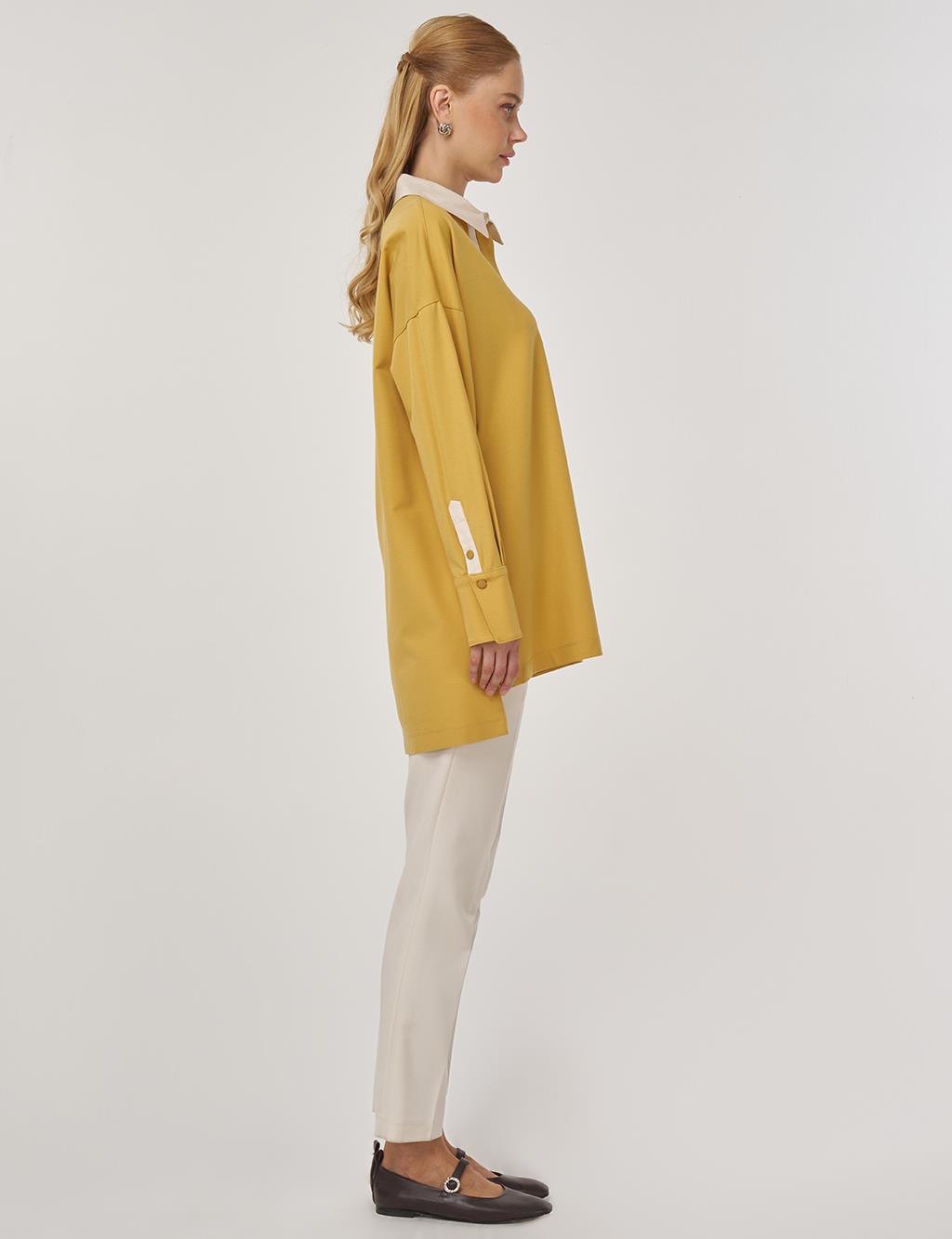 Cuff Detailed Tunic Mustard