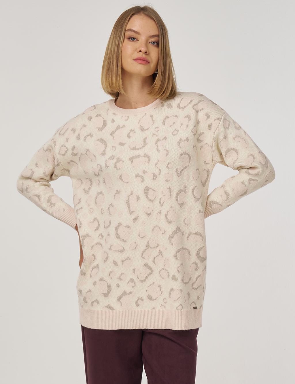 Patterned Knit Tunic Powder