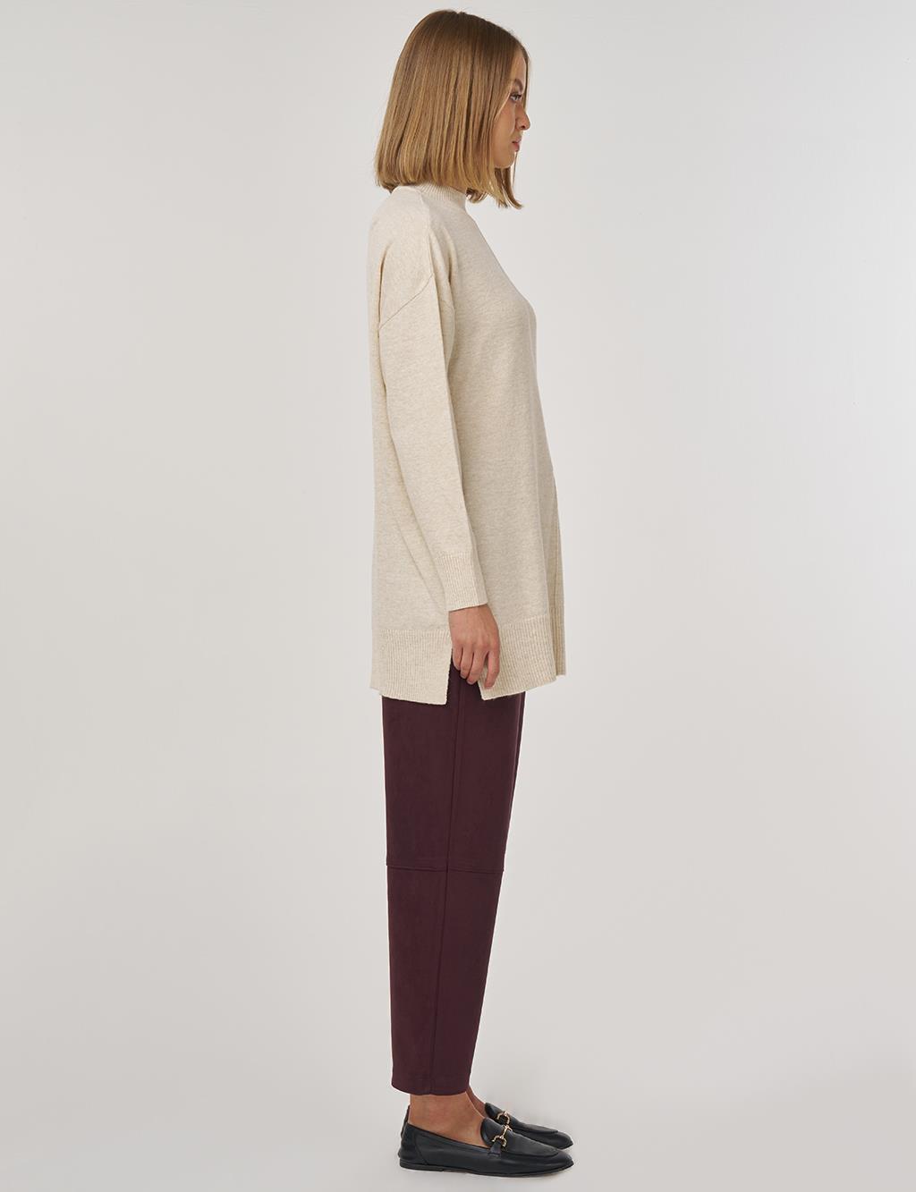 Dikiş Detaylı Triko Tunik Taş