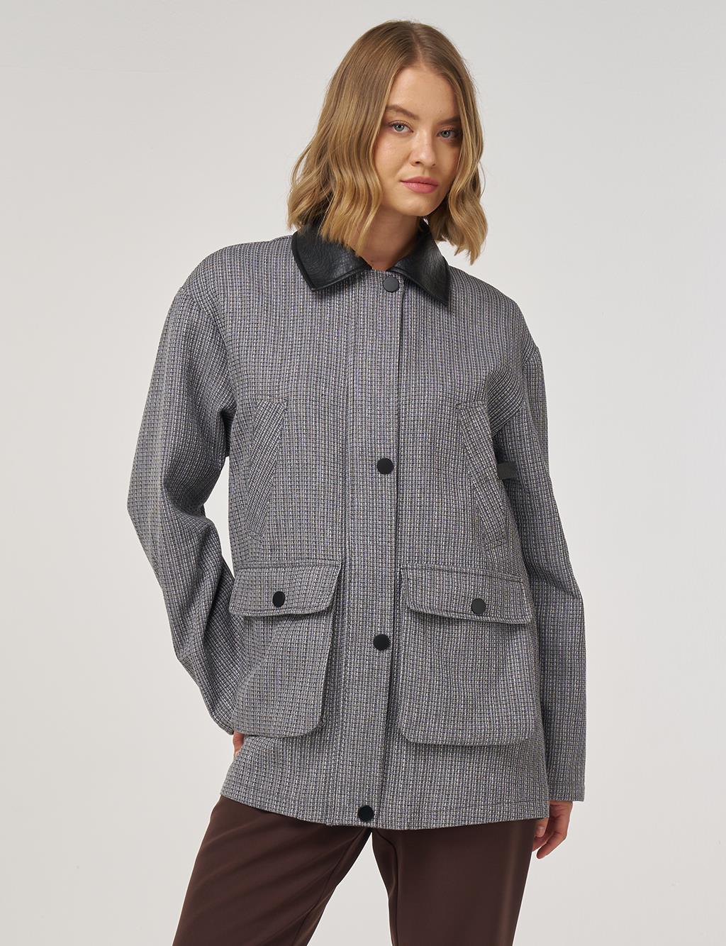 Shirt Collar Cotton Linen Jacket Indigo