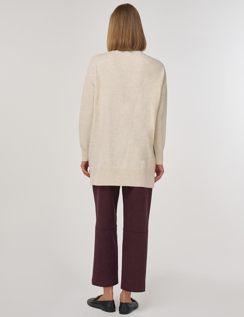 Dikiş Detaylı Triko Tunik Taş