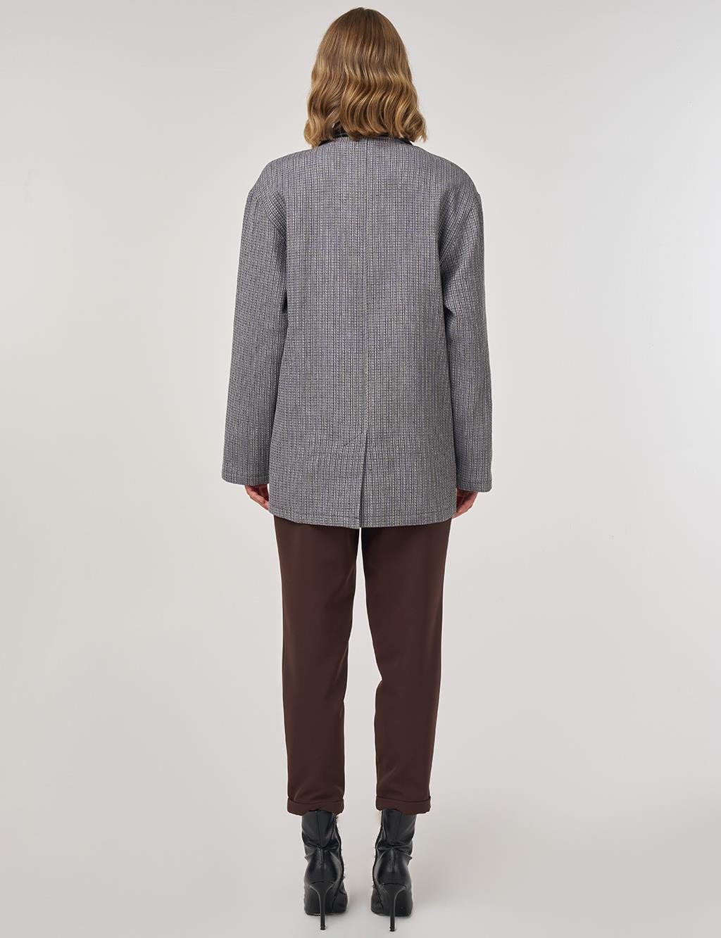 Shirt Collar Cotton Linen Jacket Indigo