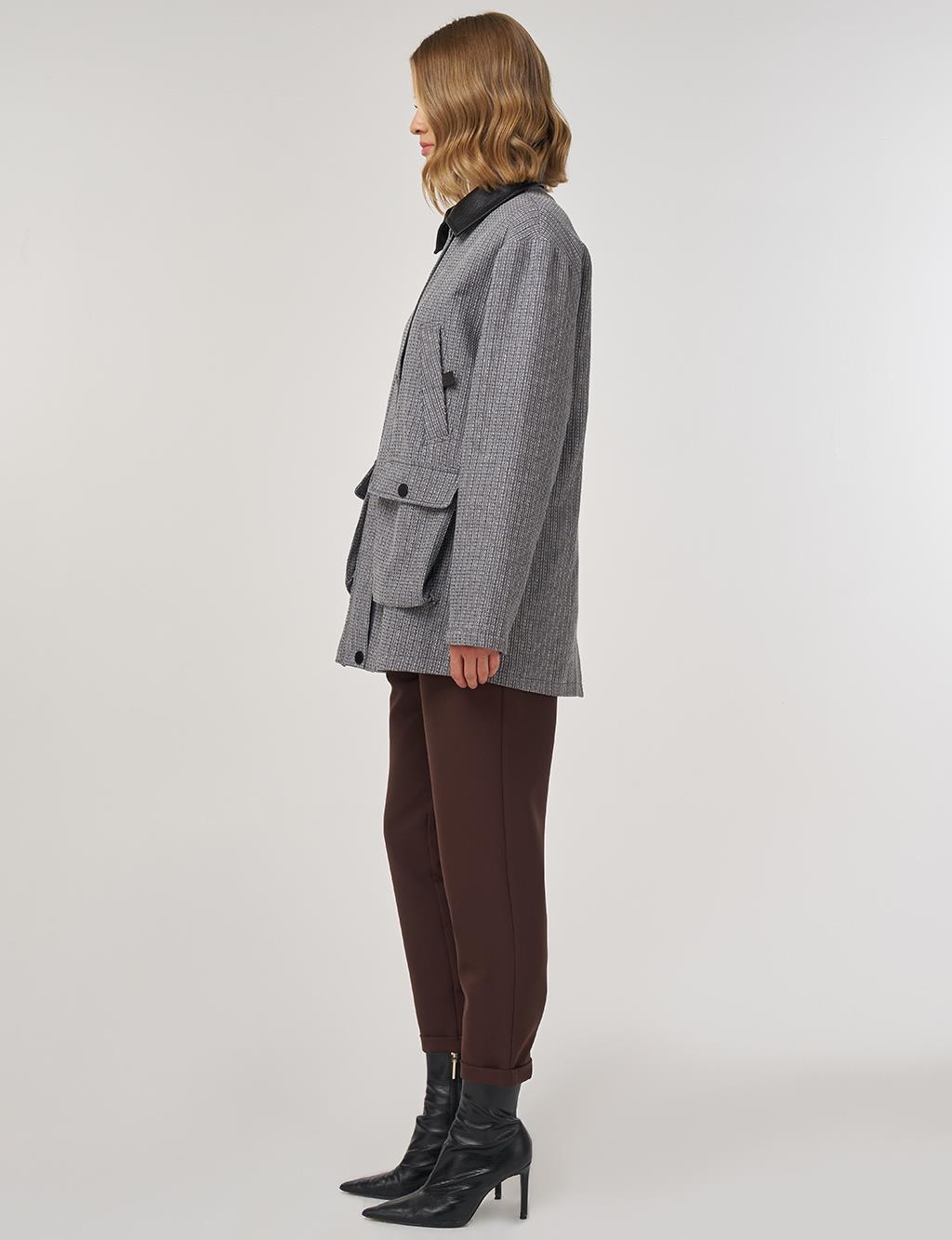 Shirt Collar Cotton Linen Jacket Indigo