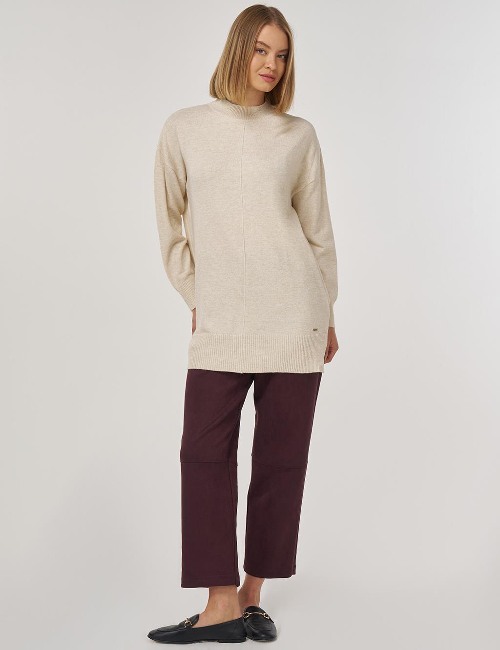 Dikiş Detaylı Triko Tunik Taş