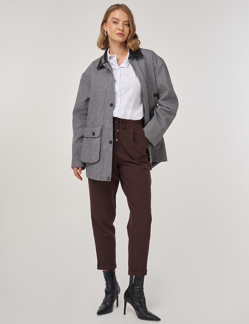 Shirt Collar Cotton Linen Jacket Indigo