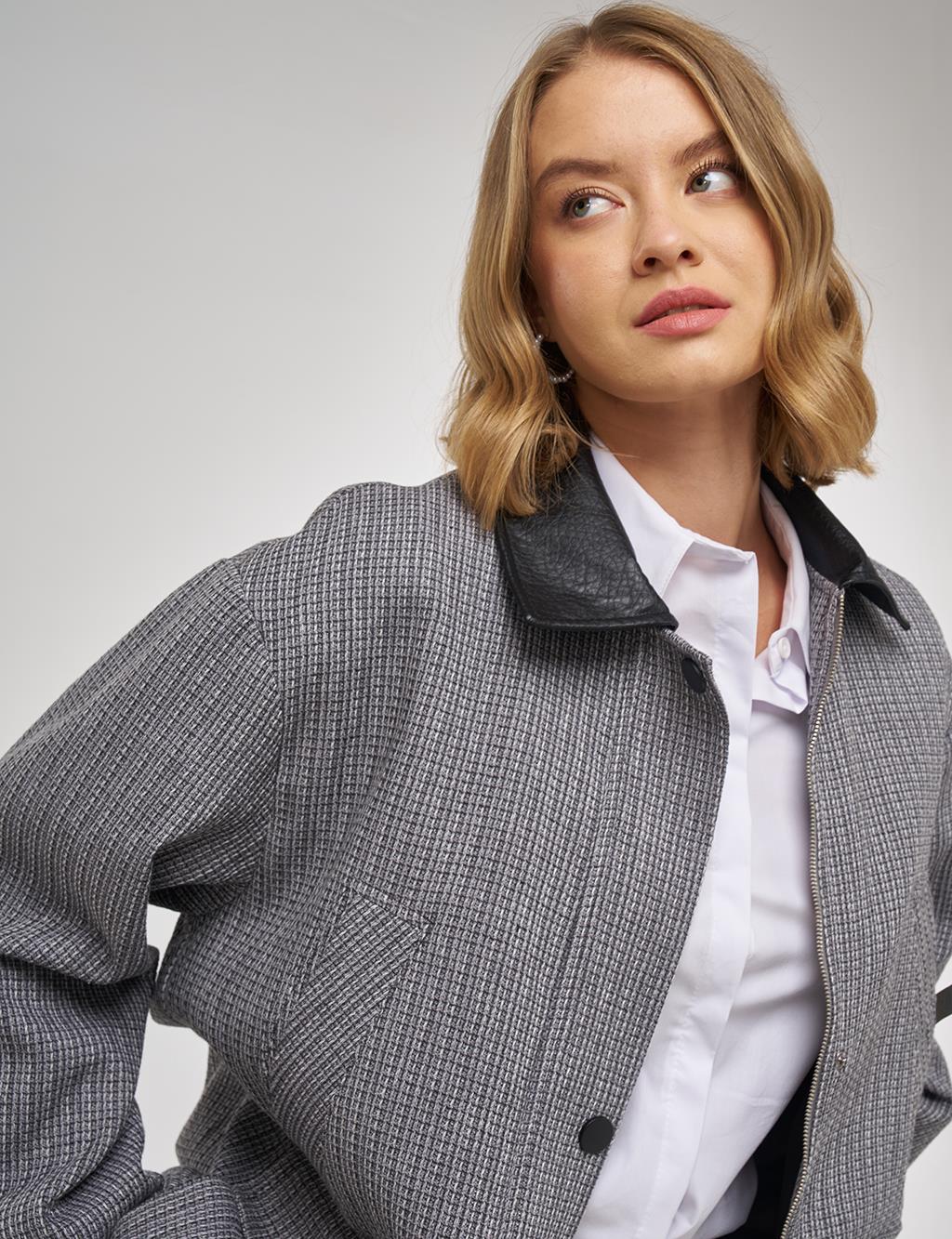 Shirt Collar Cotton Linen Jacket Indigo