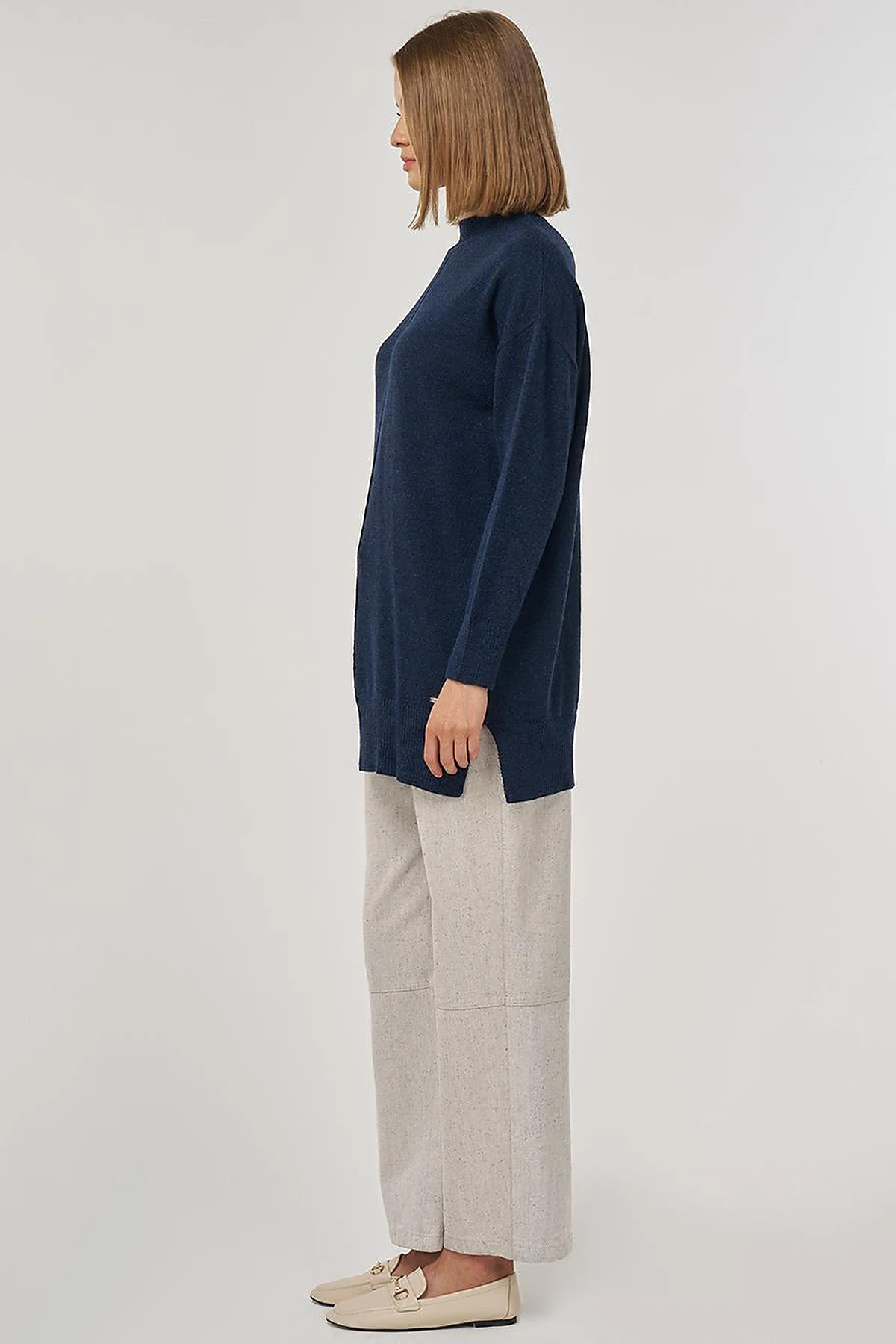 Stitched Knit Tunic Navy Blue