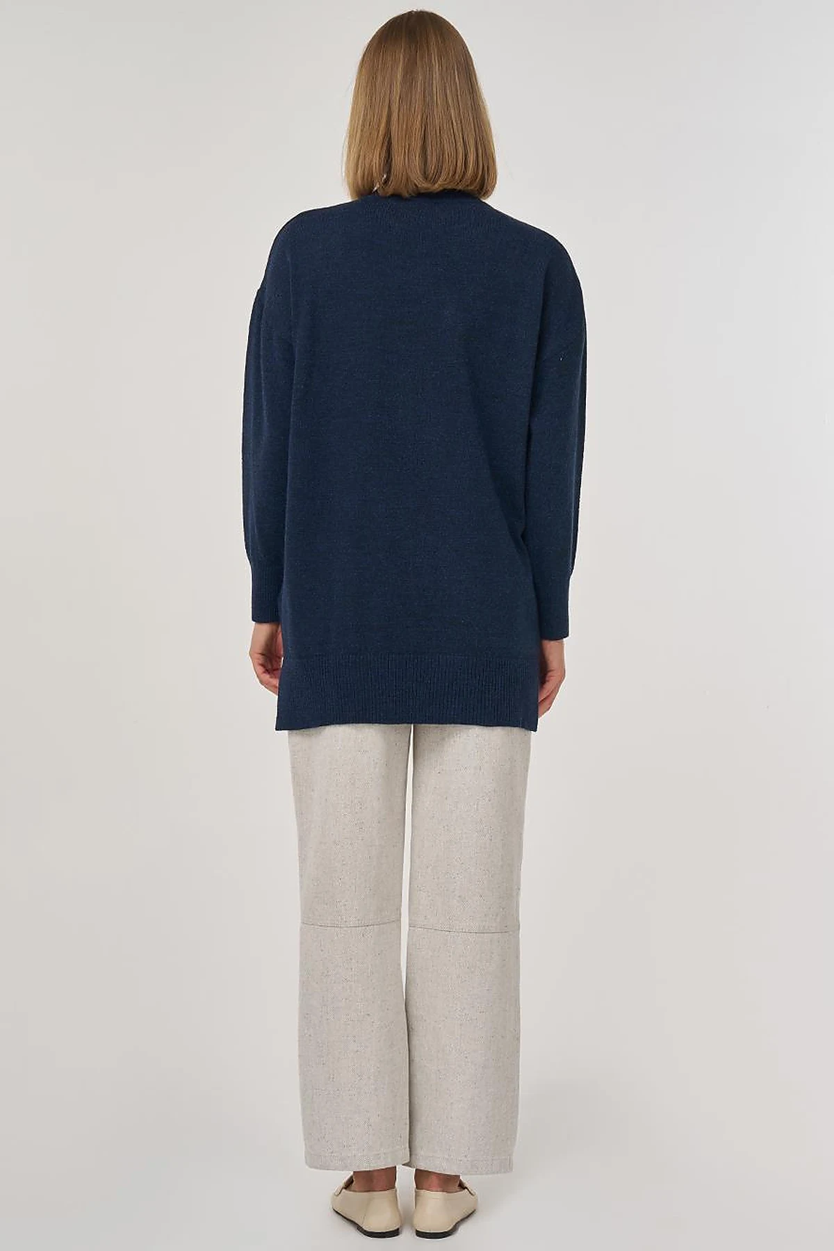 Stitched Knit Tunic Navy Blue