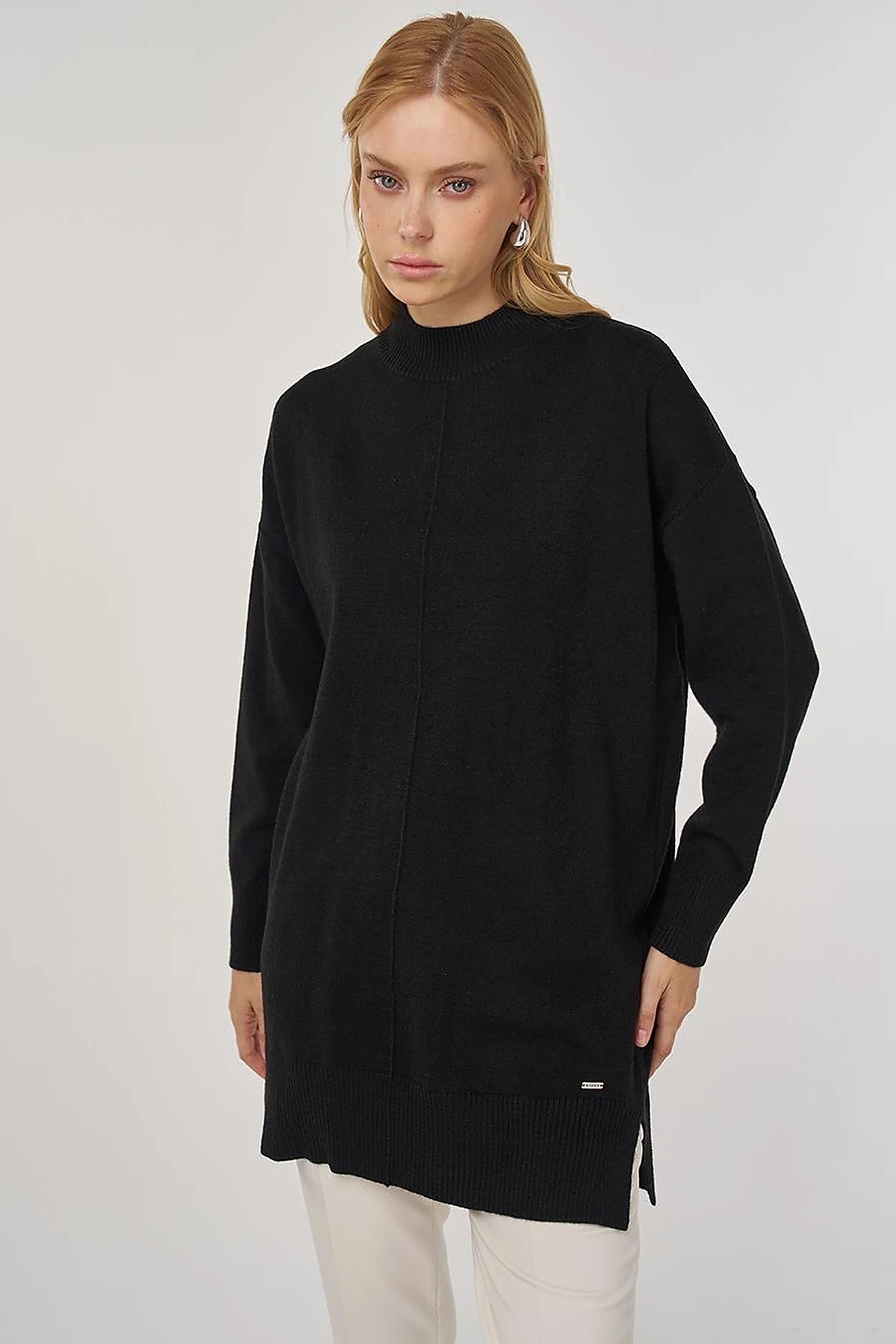 Stitched Knit Tunic Black
