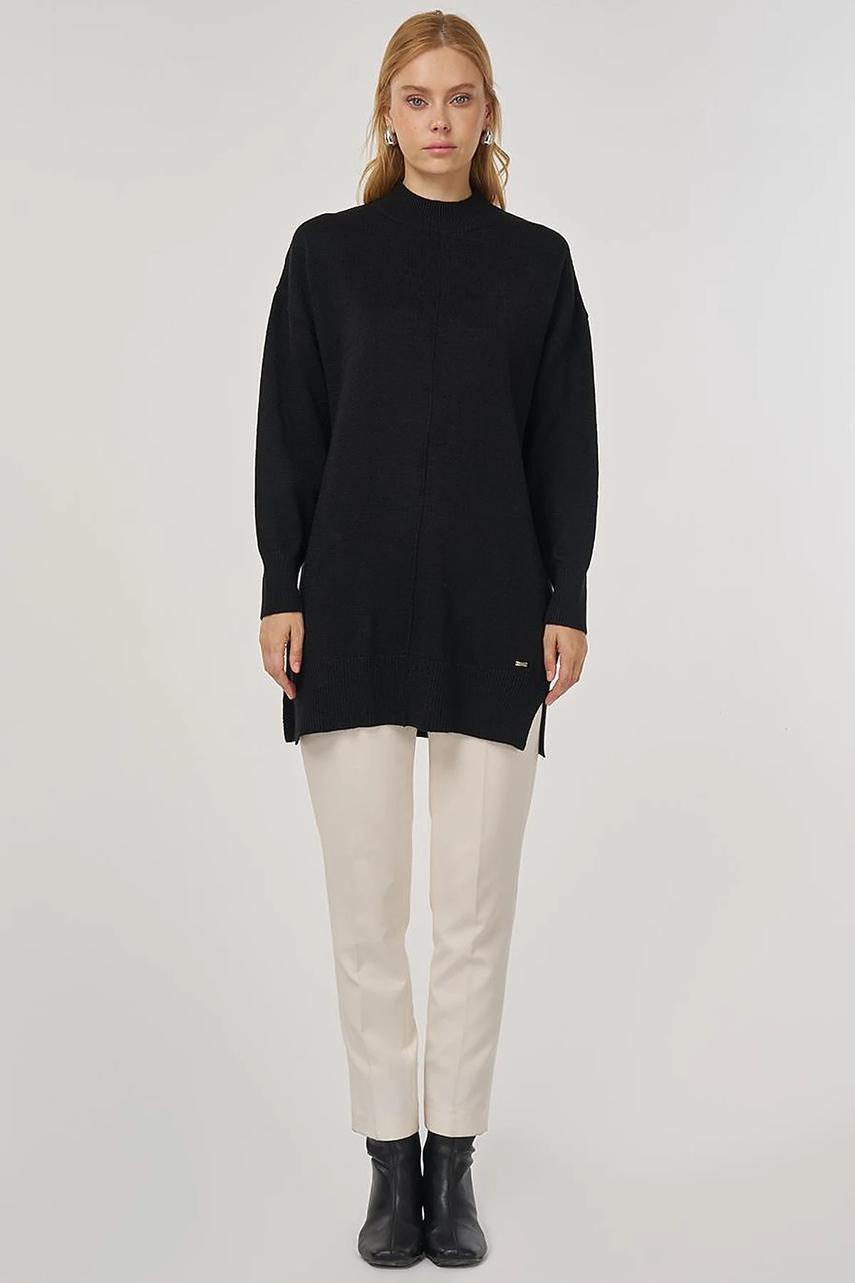 Stitched Knit Tunic Black