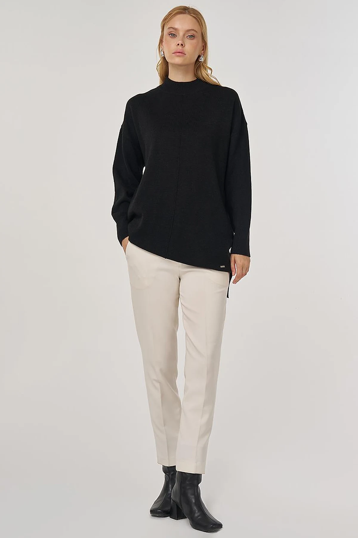Stitched Knit Tunic Black