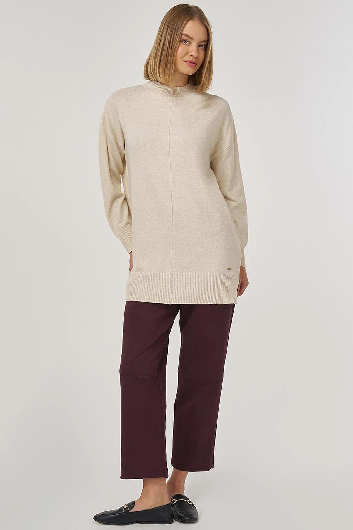 Stitched Knit Tunic Stone