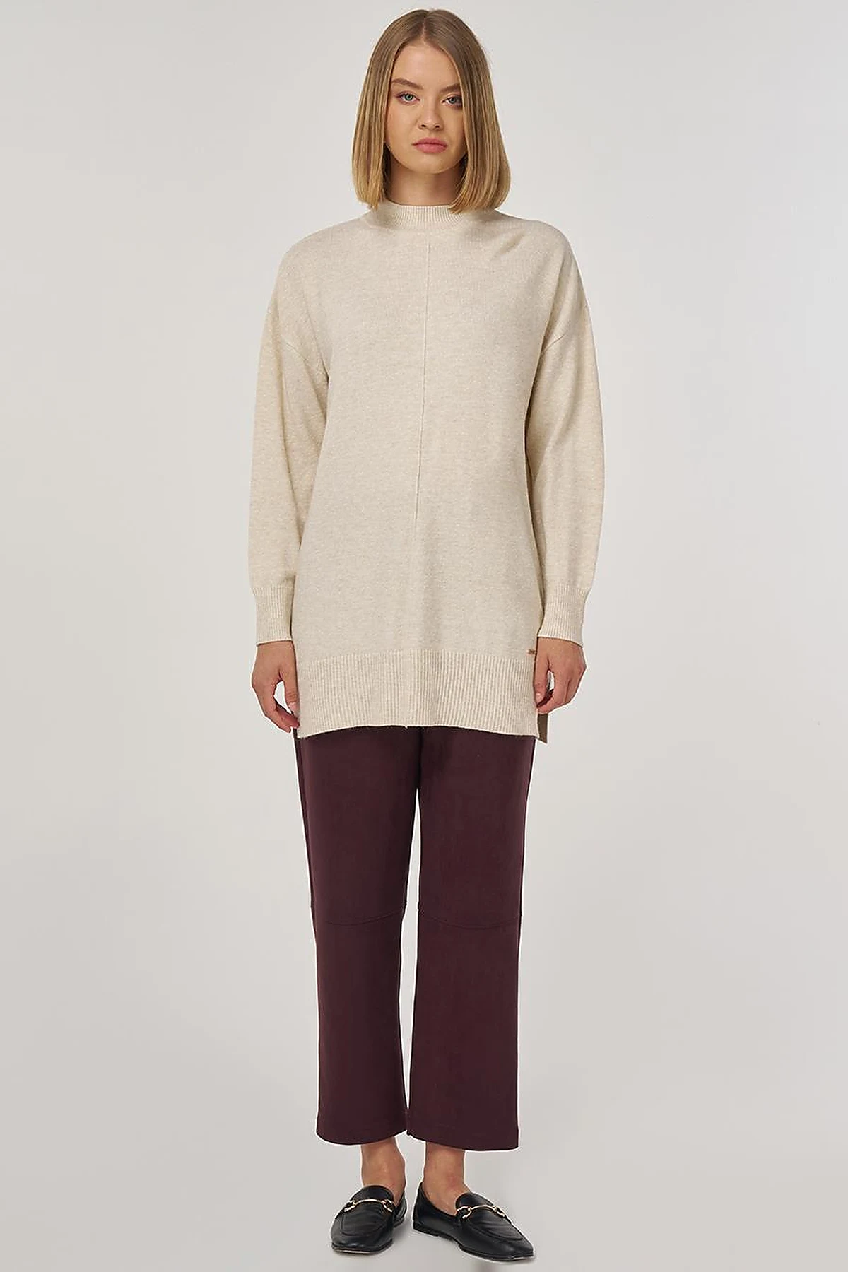 Stitched Knit Tunic Stone