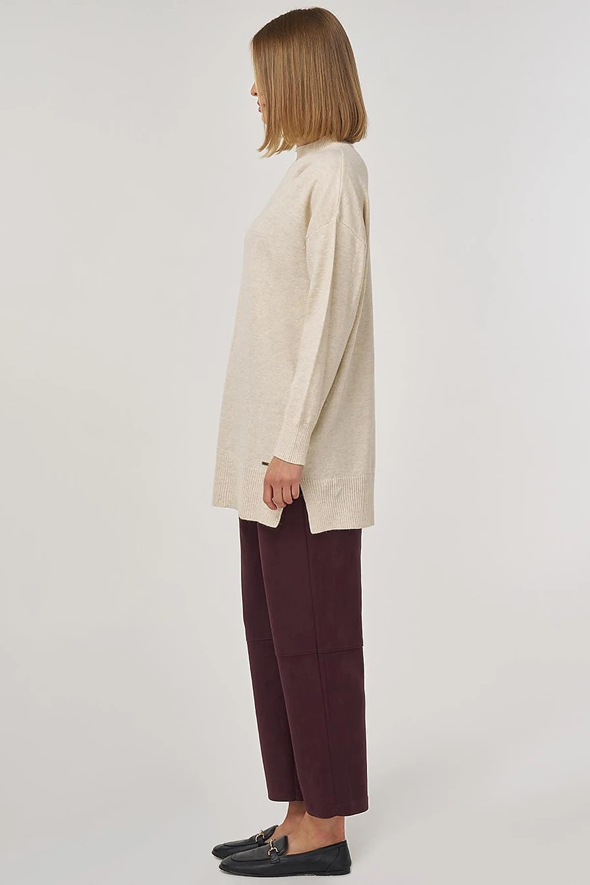 Stitched Knit Tunic Stone