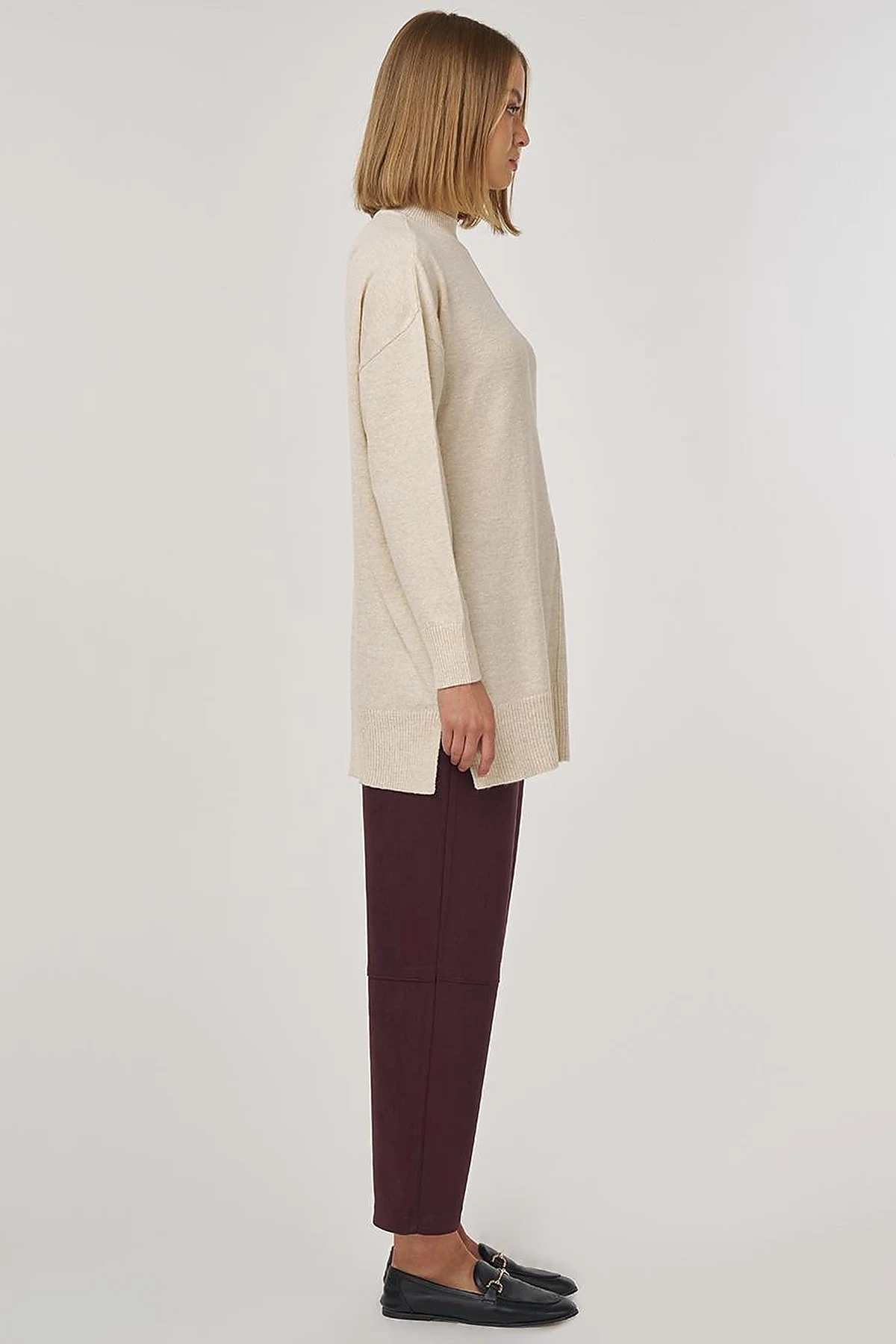 Stitched Knit Tunic Stone