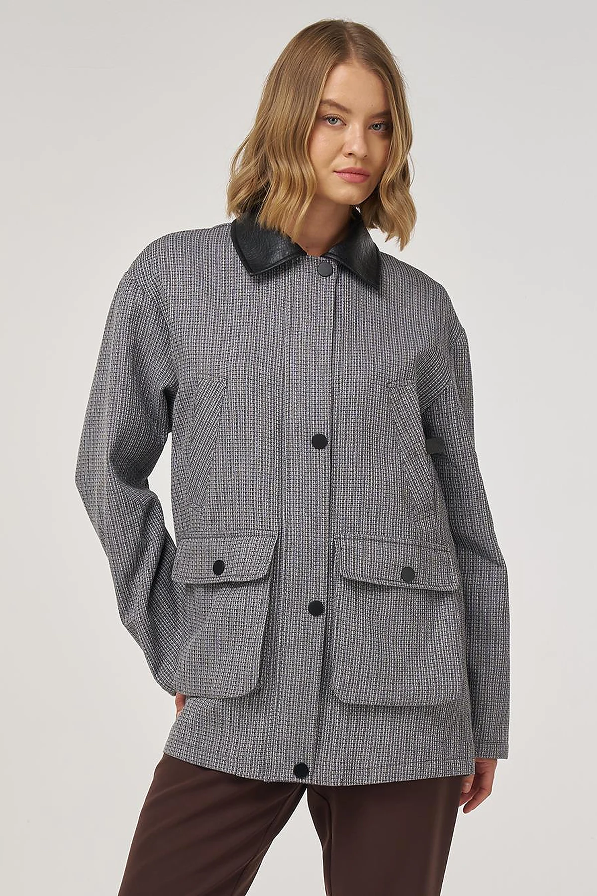 Shirt Collar Cotton Linen Jacket Indigo