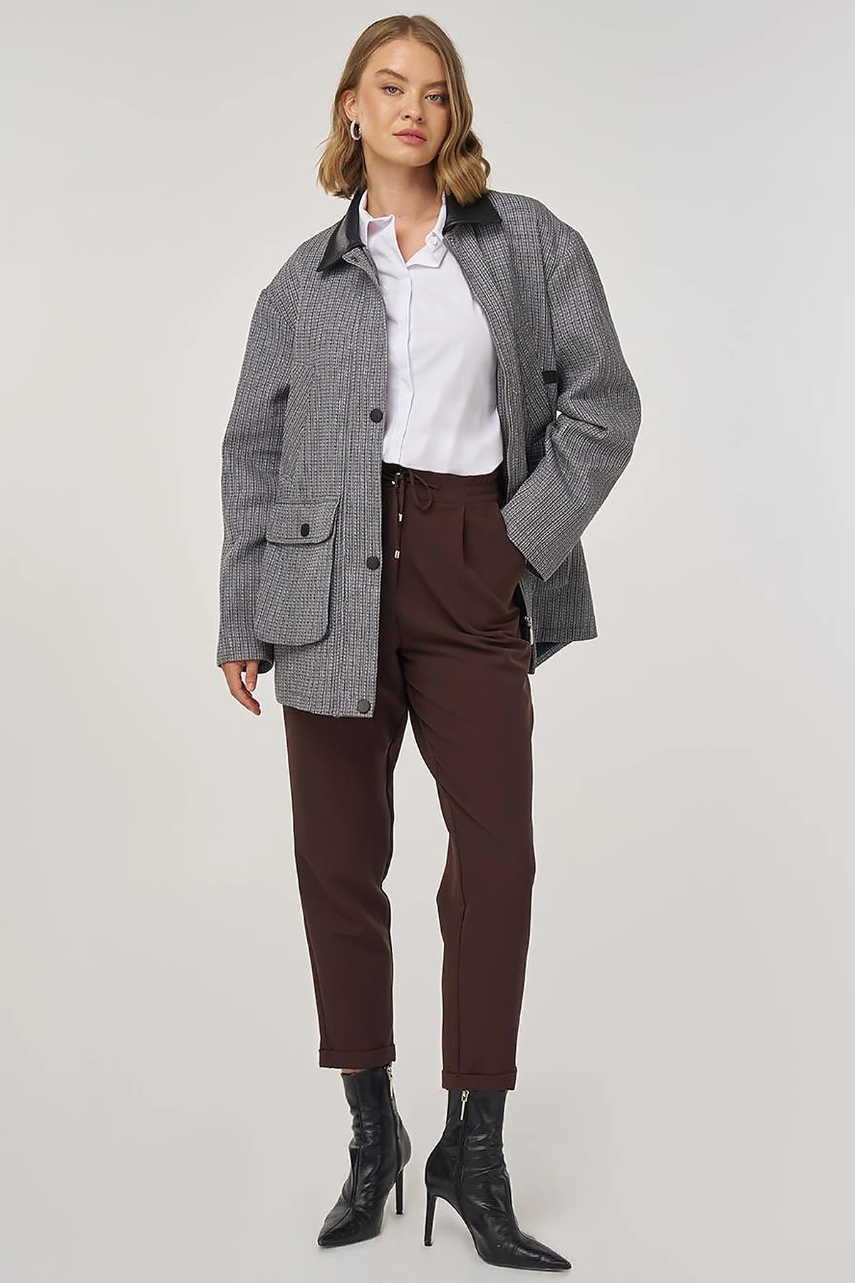 Shirt Collar Cotton Linen Jacket Indigo