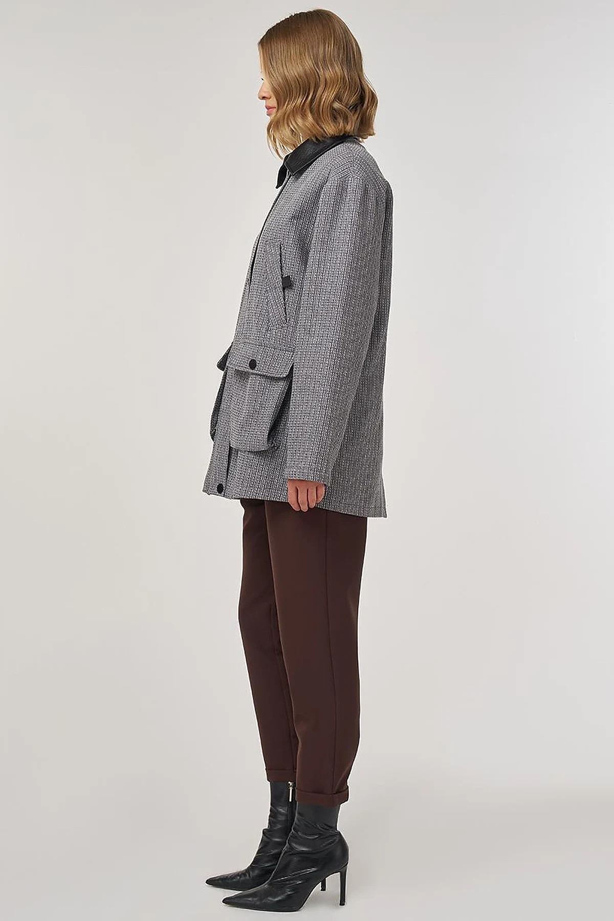Shirt Collar Cotton Linen Jacket Indigo