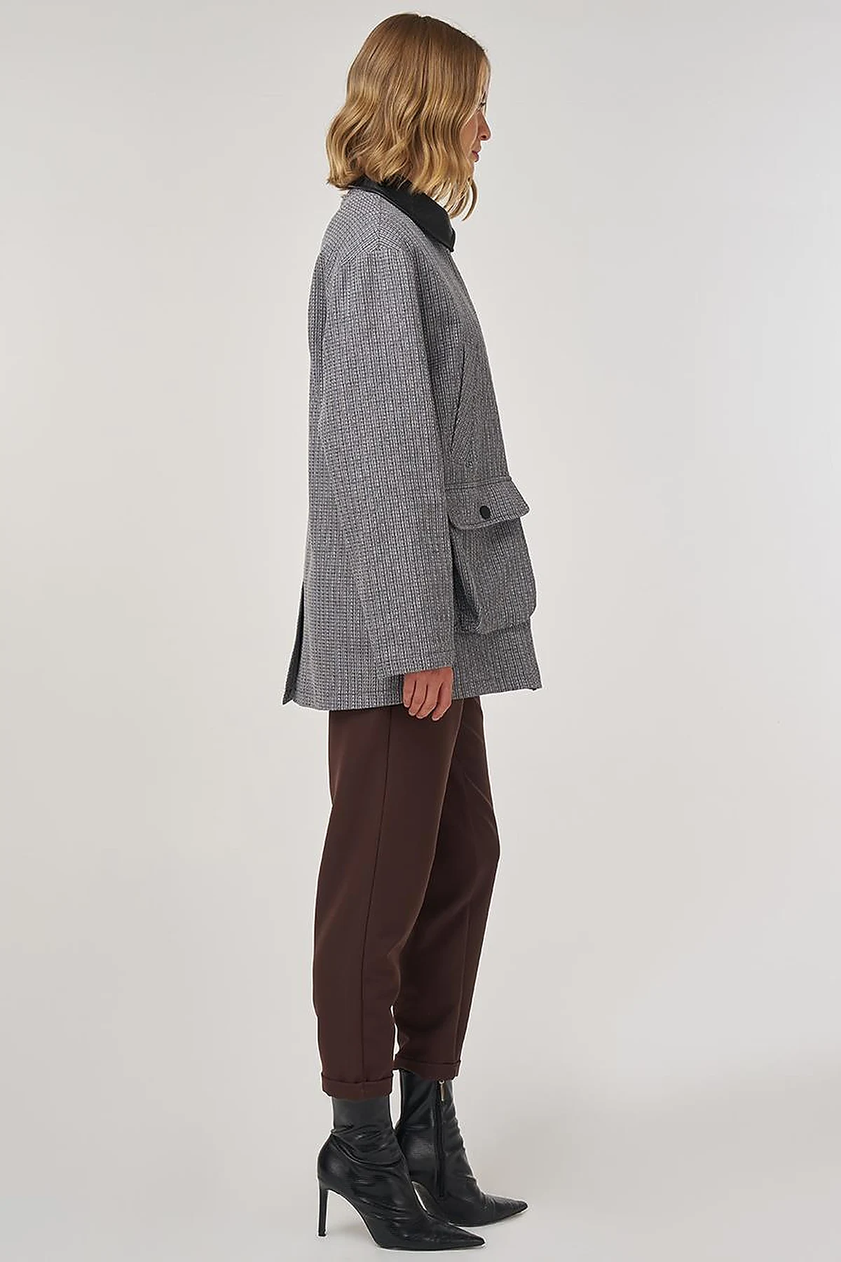 Shirt Collar Cotton Linen Jacket Indigo