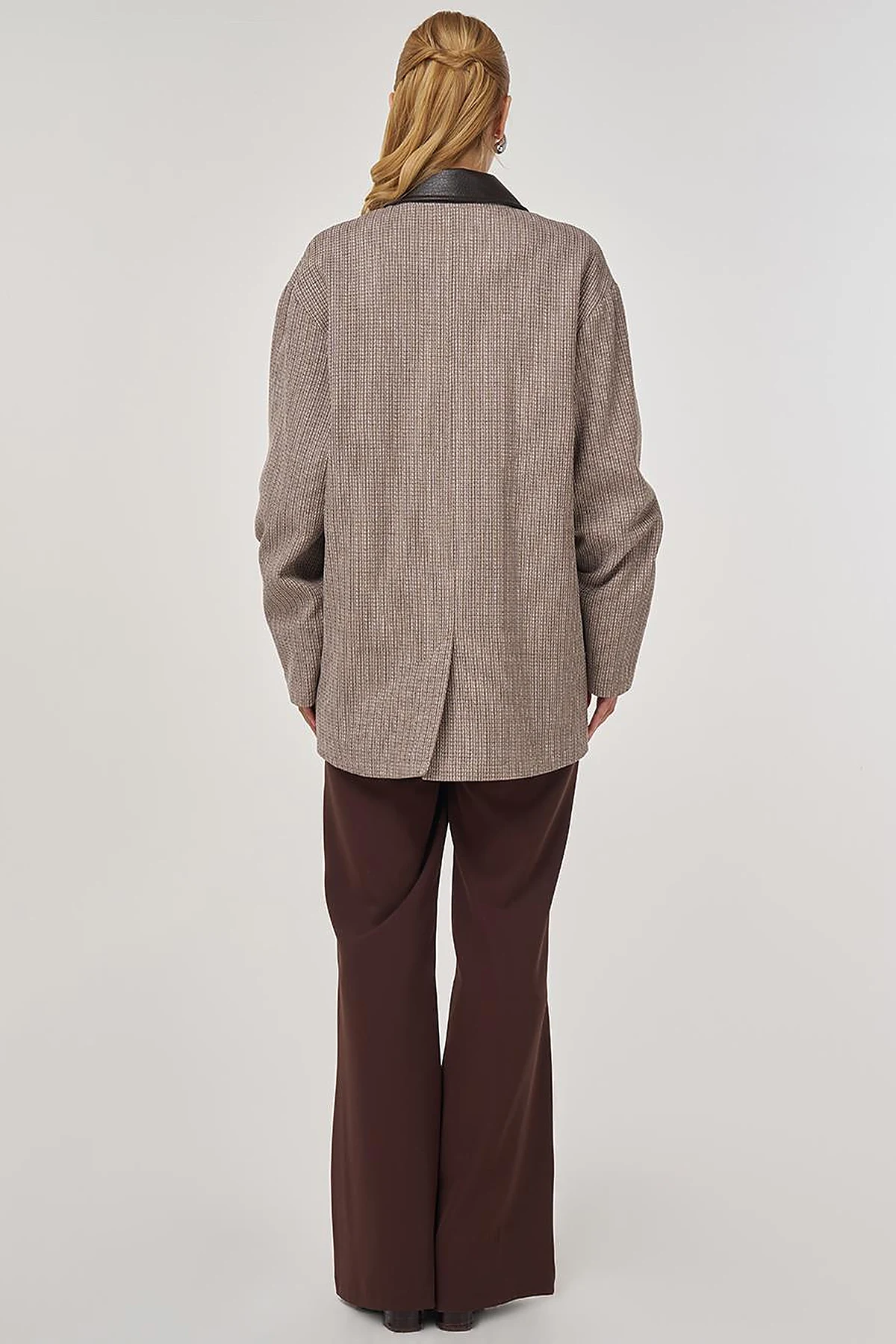 Shirt Collar Cotton Linen Jacket Mink