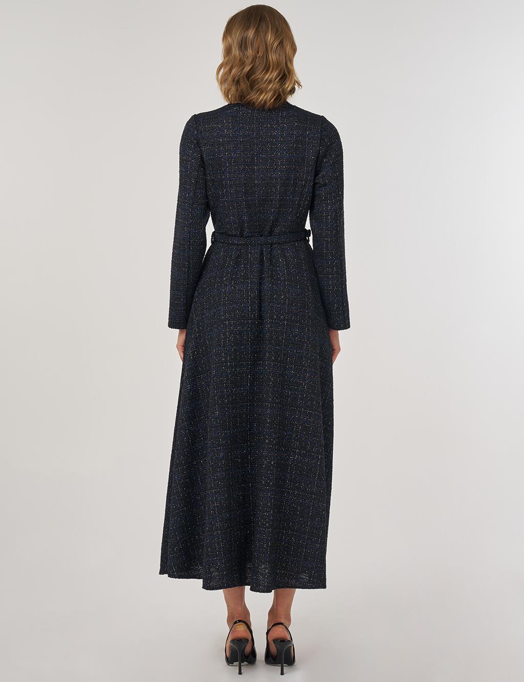 Belted Maxi Dress Navy Blue