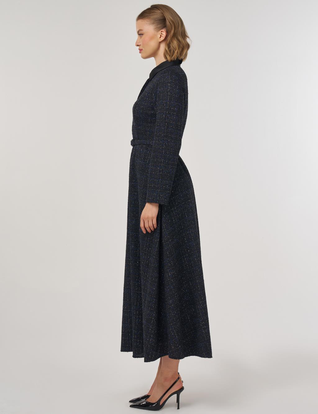 Belted Maxi Dress Navy Blue