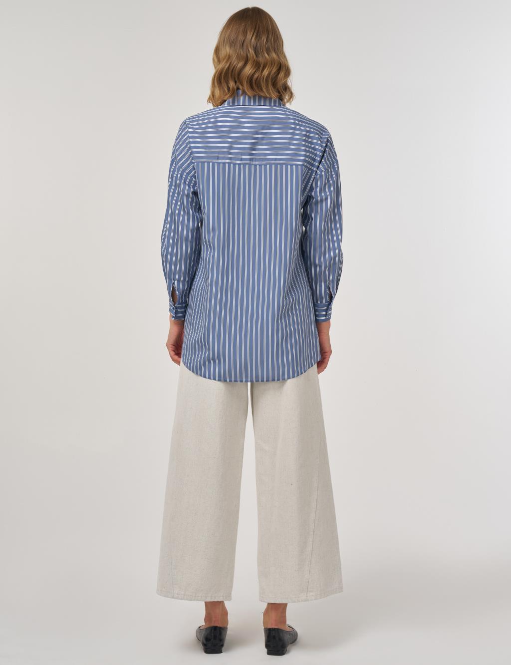 Striped Viscose Tunic Indigo