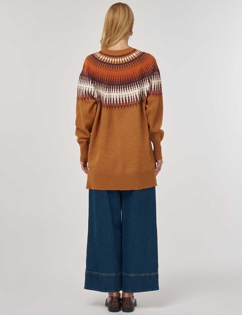 Stone Detailed Knit Tunic Cinnamon