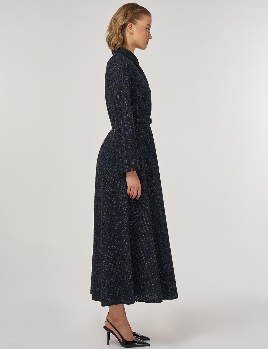 Belted Maxi Dress Navy Blue