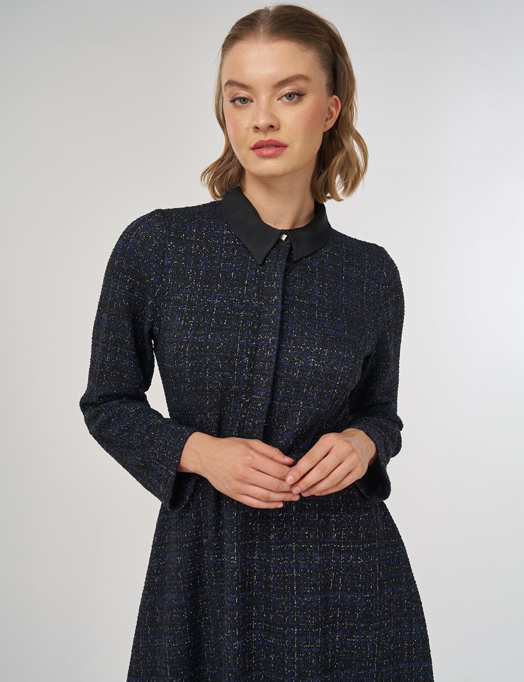 Belted Maxi Dress Navy Blue